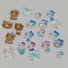 ネイルパーツ　20個　デコパーツ　ガングロ　キティちゃん　りぼん　kbb20-1