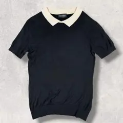 ジョンスメドレー シーアイランドコットン ニットポロシャツ 黒 ベージュ Mのサムネイル