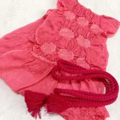 C4 帯揚げ 帯締め セット しぼり 赤