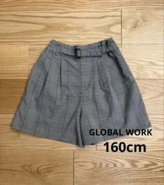 グローバルワーク　ガールズ　ベルト付きキュロット　ショートパンツ　モカ　　160