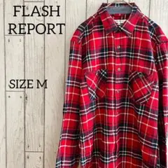 【美品】FLASH REPORT 長袖シャツ Mサイズ レッド チェック柄のサムネイル
