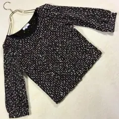 ナチュラルビューティーベーシック ツイード調ニットトップス 長袖 M ブラック