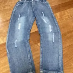 子供服　140サイズ　デニム　韓国子供服　ダメージデニム