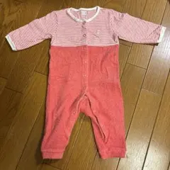 ファミリア✨長袖カバーオール60-75cm✨ベビー うさぎ ストライプロンパース