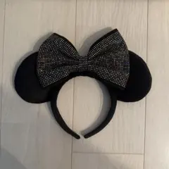 ビジュー付き黒リボンカチューシャ