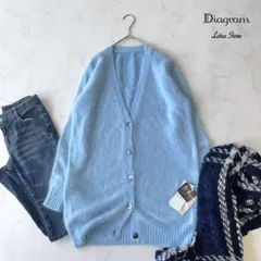 新品 ダイアグラム アンゴラカーディガン ふわふわ ライトブルー