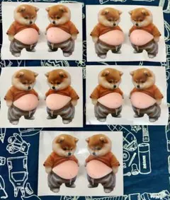 5枚セット（合計10匹） 犬 3Dステッカーシール帳シール おなかぷにぷにシール
