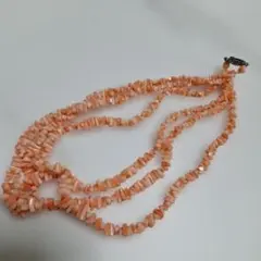 SILVER刻印　珊瑚3連ネックレス　レディースアクセサリー
