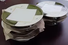 陶器製の高台装飾皿５枚　料亭風
