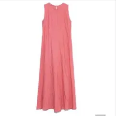 Mila Owen ステッチワークノースリリネンマキシワンピース ピンク