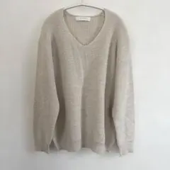 grove ワールド　Vネック ラメニット ベージュ 長袖　M