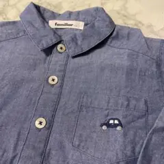 familiar 長袖シャツ 110 ブルー 車刺繍