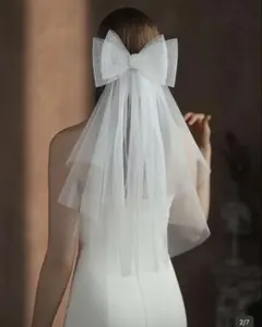 ホワイトリボン付きウェディングベール