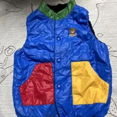 美品☆ミキハウス☆リバーシブルベストカラフル☆１３０