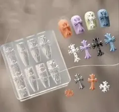 【即日発送可】シリコンモールド 縦長クロス3D クロムパーツ ネイルパーツ