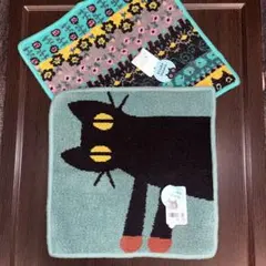 Atsuko Matano マタノアツコ　グリーン猫デザインタオルハンカチセット