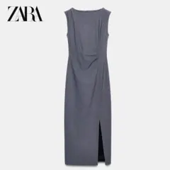タグ付き新品　ZARA ザラ　フィットミディワンピース　グレー　XS