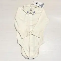 【新品タグ付き】PETIT BATEAU ホワイトロンパース 襟付き長袖 くじら