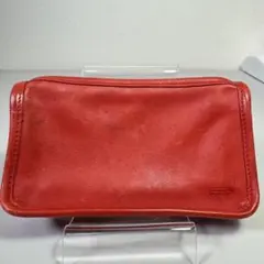 【希少】COACH ヴィンテージ オールドコーチ レザー レッド ポーチ