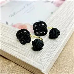 水引アクセサリー　2wayブラック小花と玉結び
