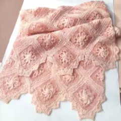 ピンク系花模様ショール　肩掛け　ストール　マフラー