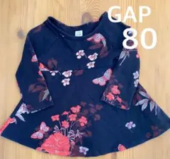 【baby GAP】ギャップ 花柄 蝶 長袖 チュニック ワンピース 80