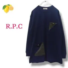 /『アールピーシー』長袖ニットカットソー クルーネック ネイビー レディース