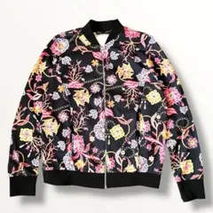 ボンバージャケット　ブルゾン　ジャンパー　ヴィンテージ 　ボタニカル　花柄　Lのサムネイル