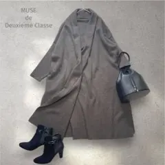 美品✨MUSE ドゥーズィエムクラス　スムースニットガウンコート ブラウン