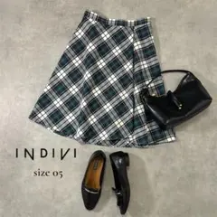 INDIVI Aラインチェックフレアスカート 05 S相当
