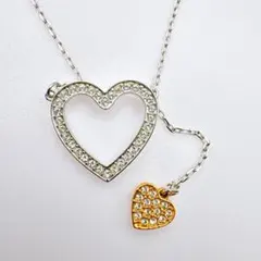 み*ぃ様 【SWAROVSKI】シルバー×ゴールド ハート ネックレス 45cm