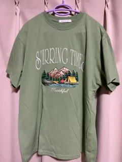AS KNOW AS plus 半袖Tシャツ グリーン キャンプ柄のサムネイル