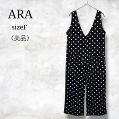 美品✨【ARA】レディースサロペット　オールインワン　ノースリーブ　ドット柄韓国
