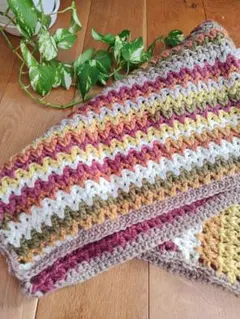 ブランケット　手編み　カラフル