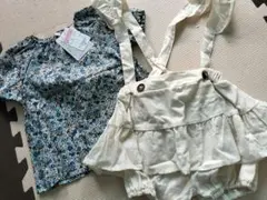 サロペット ショートパンツ　半袖　花柄　新品　タグ付き　90cm　まとめ