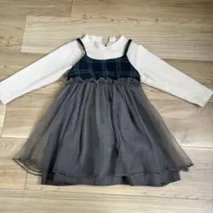 petit main チェック柄長袖ワンピース 100cm