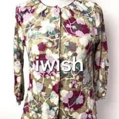 iwish イウィッシュ 七分袖 クルーネック 花柄 カーディガン レトロ