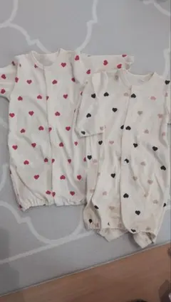 ハート柄ロンパース2着セット