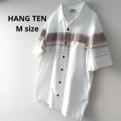 【美品】HANGTEN 半袖シャツ Mサイズ ホワイト ボーダー ヴィンテージのサムネイル