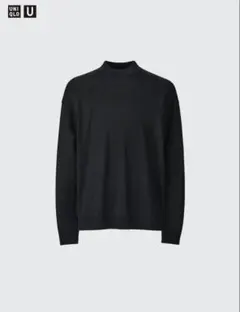 メリノブレンドモックネックセーター M ブラック