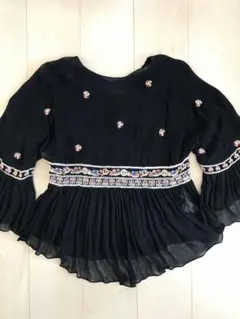 ZARA ザラ ワンピース レース フリル 花柄 フラワー ブラック ブラウス