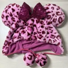 ディズニー　ファンキャップ　ミニー　ヒョウ柄