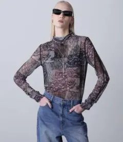 ROSE BUD レース柄 シアー 長袖 カットソーのサムネイル