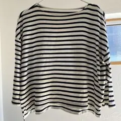 無印良品　ストライプ 長袖ボートネックトップス　M〜L