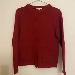 studio CLIP 赤 ボタン付きニットカーディガン M