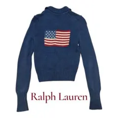 Ralph Lauren ラルフローレン ネイビー ニットカーディガン 星条旗