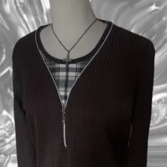 平成　ダークコア　ロンT レイヤード　ギャル男　お兄系　Y2K ハーフジップ