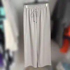 グレー ワイドパンツ ドローストリング付き