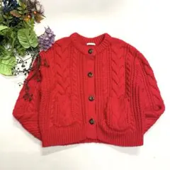 GU 　ジーユー　ケーブルクロップドカーディガン　赤 　Sサイズ