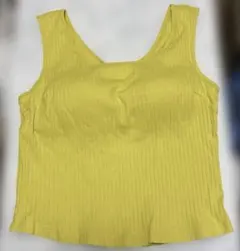 無印良品　ブラトップ　XL コットンストレッチリブブラ　タンクトップ　イエロー